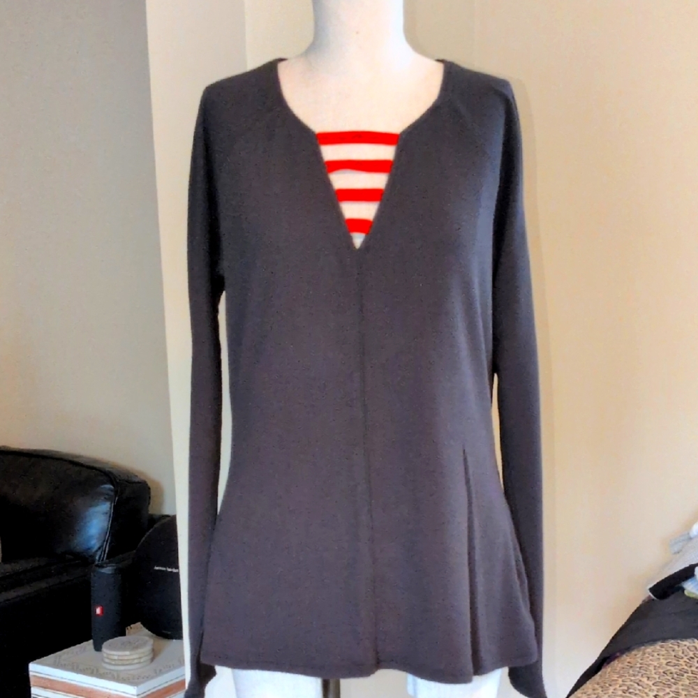 Harley-Davidson Large Thermal  Black V Neck Top with Orange Accents